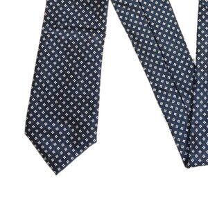 An Ivy Copenhagen Tie Men’s 60” Navy Blue White Geometric Designer Skinny New